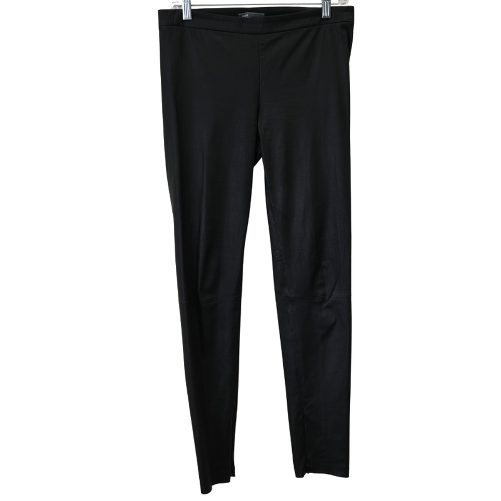 Vince Leather Leggings Medium Black Ankle Zip High Waist Pull On Skinny Pants